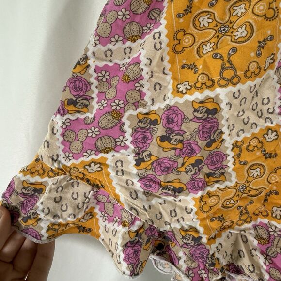 Disney Minnie Mouse Pajama Shorts Women's Medium Yellow Purple Western Rayon - Picture 4 of 9